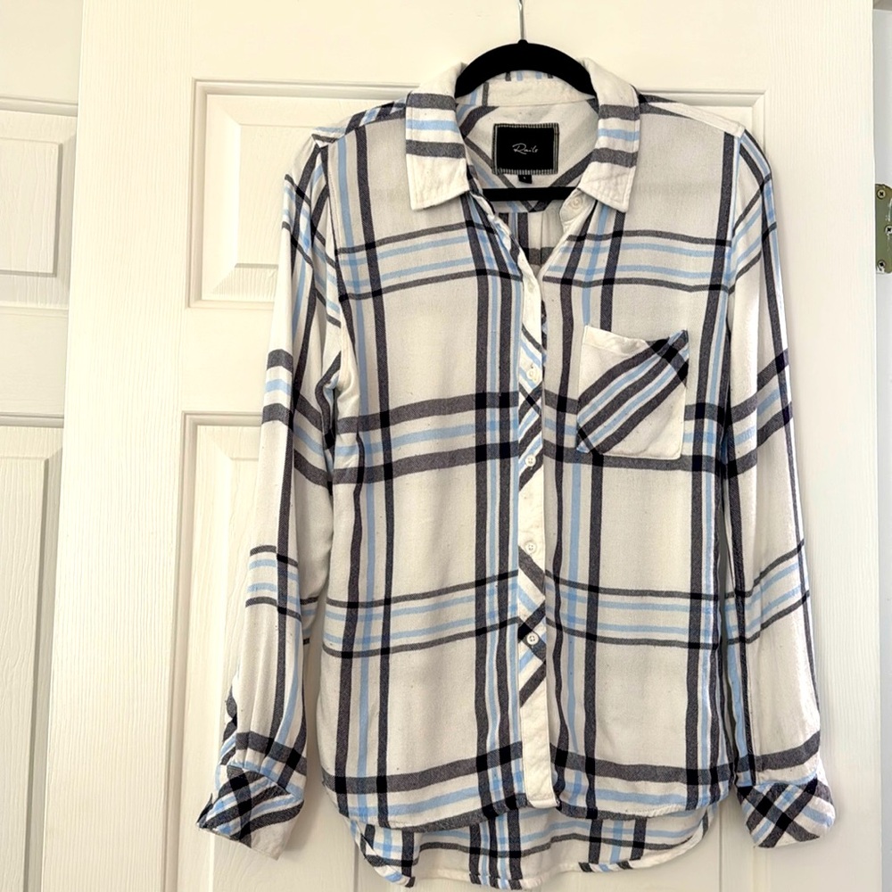 Rails Hunter Button Down Plaid Shirt blue, black and white size S gently worn